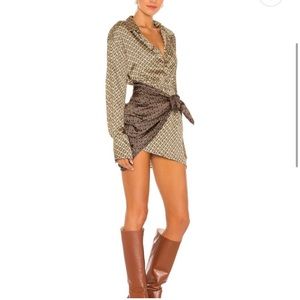 The Kamille Mini Dress in Tan & Brown Chain